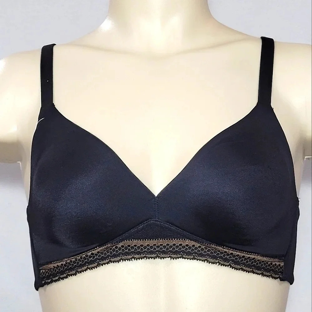 SMALL Warner's 2075 Suddenly Simple Back Smoothing Wire Free Bra Black New with